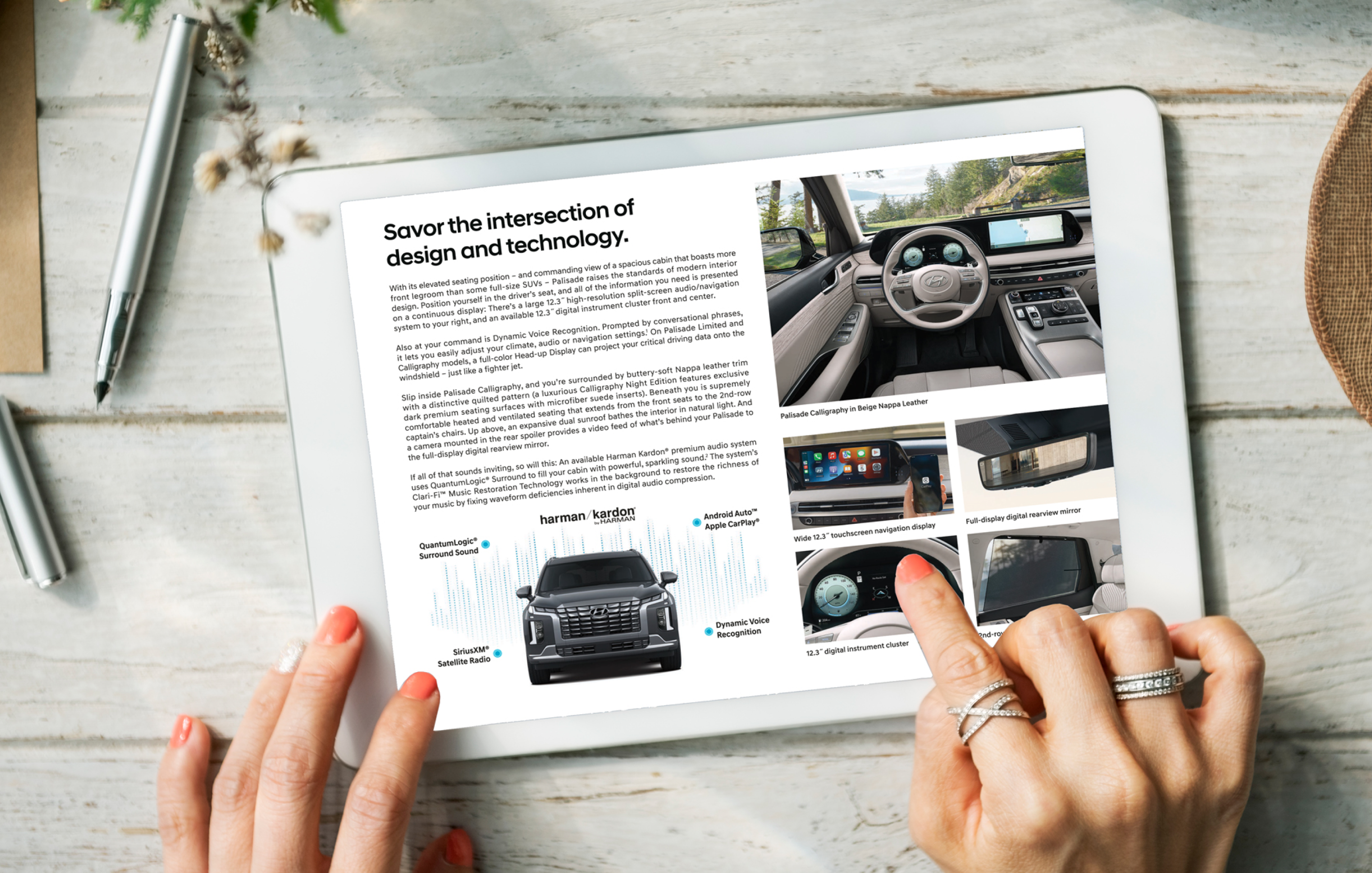 Hyundai 2025 Palisade brochure displayed on an iPad