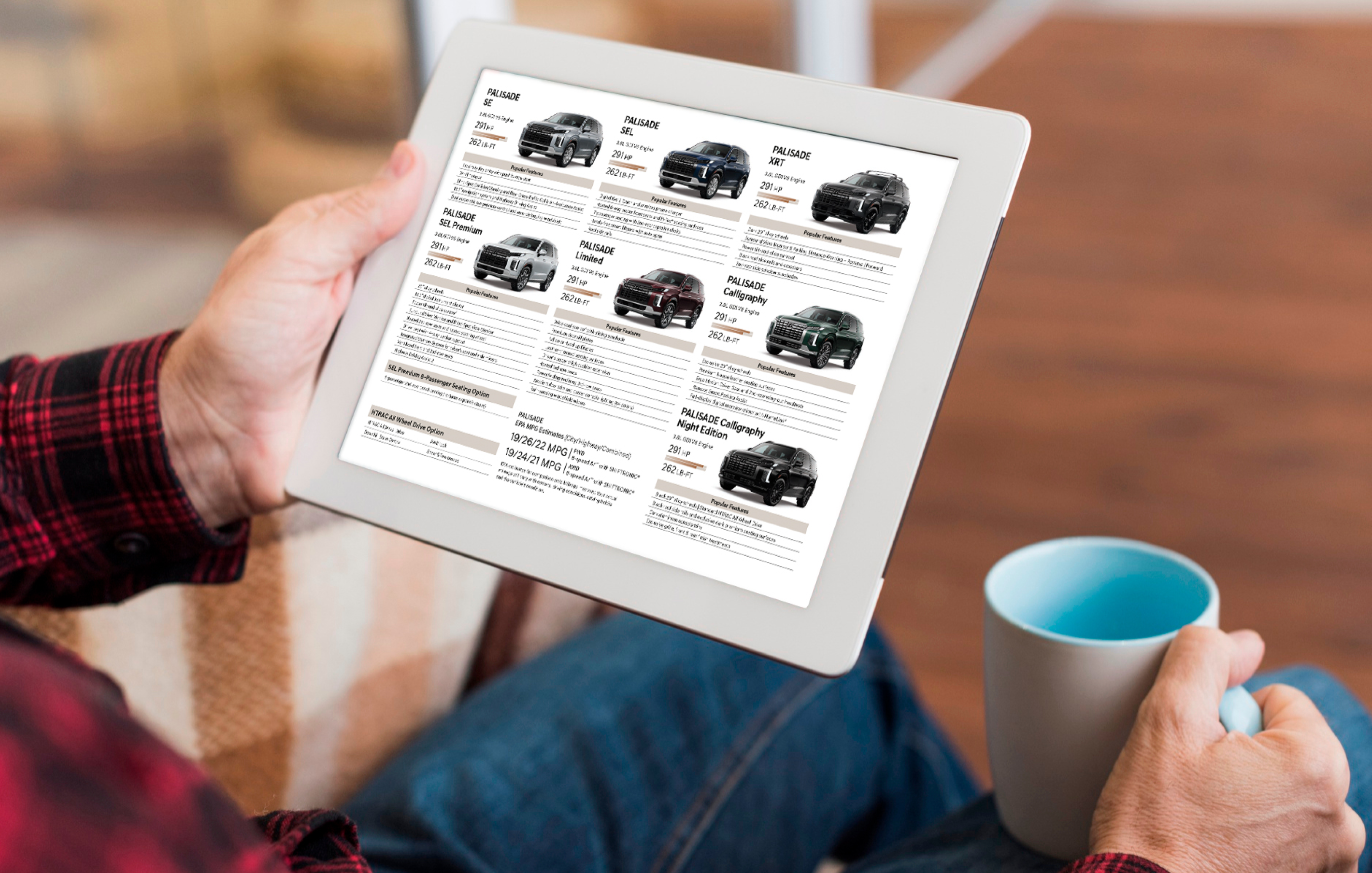 Hyundai 2025 Palisade brochure displayed on an iPad