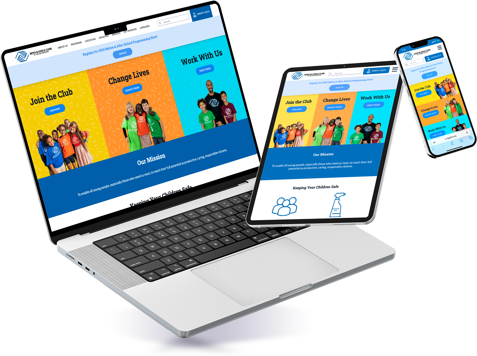 Boys & Girls Club of Truckee Meadows website displayed on a laptop - Reno web designer