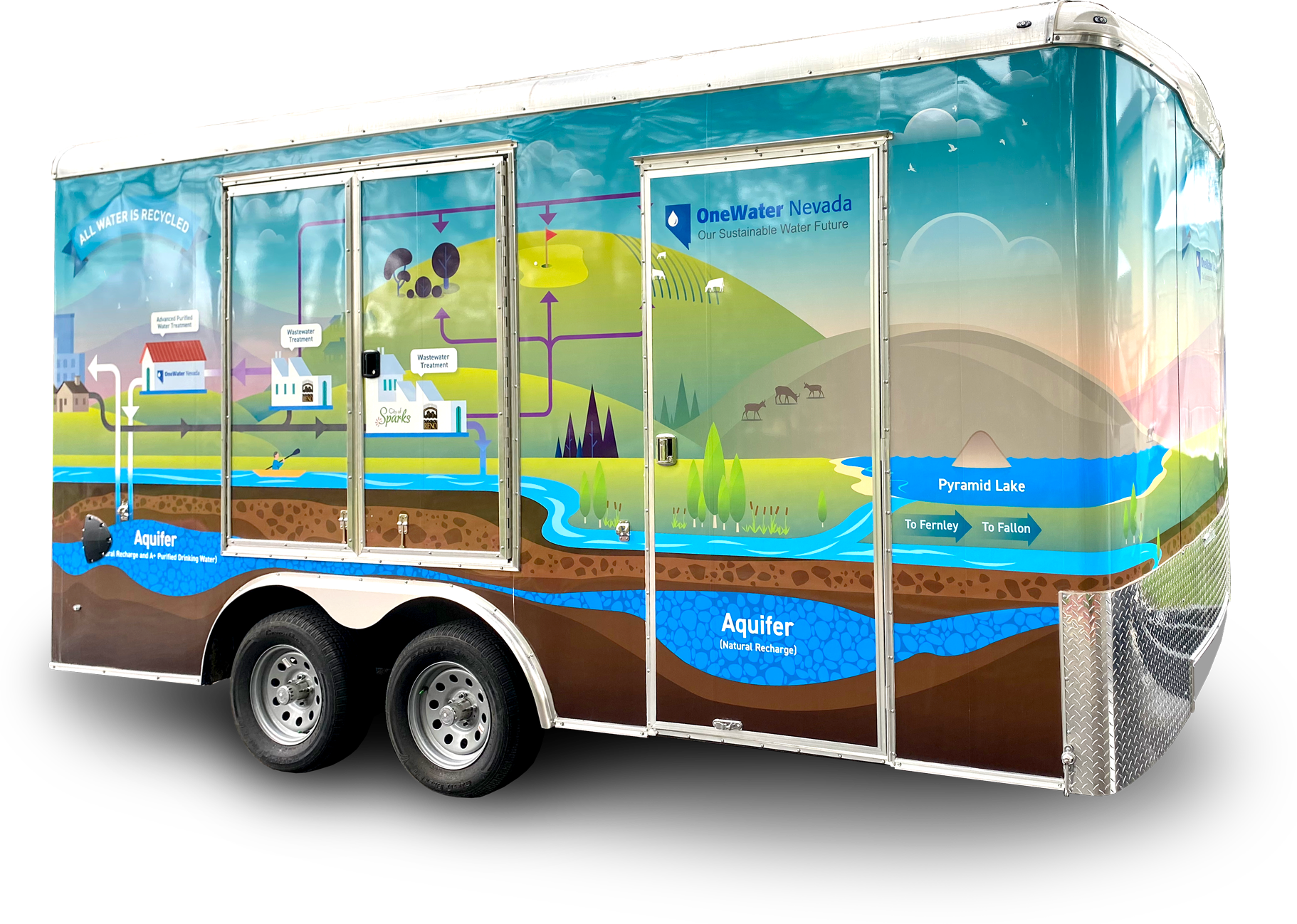 Truckee Meadows Water Authority water system illustration wrapped on a trailer